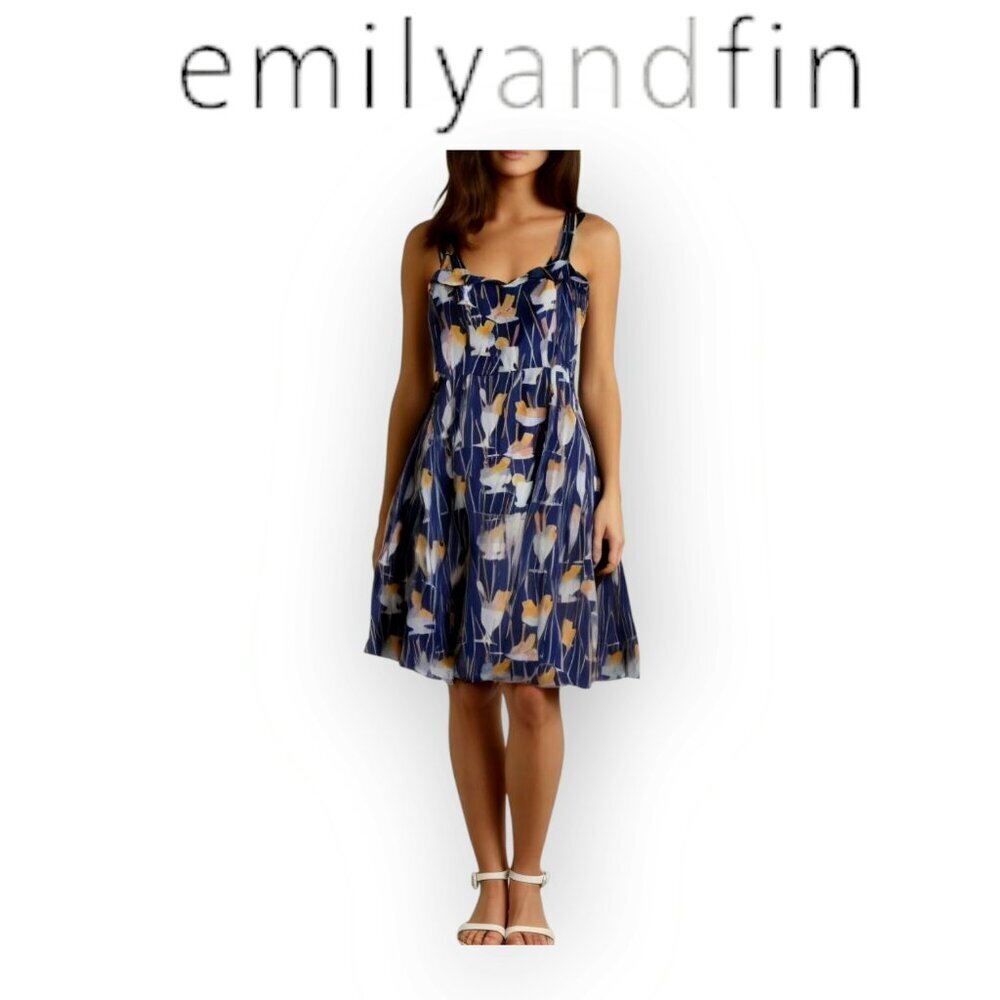 Whimsical Ice Cream Print Cotton Dress Emily & Fin Navy Swing Summer Sundress